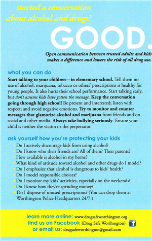 Drug Free Worthington Flyer page 1 